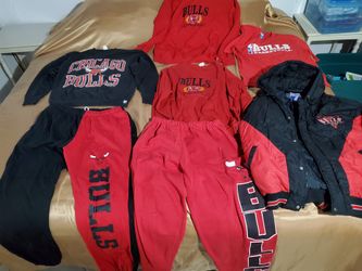 Vintage Retro Chicago Bulls Jacket Sweatershirt Sweater Sweat Pants Logo 7 Lot