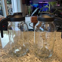 Large Glass Mason Jar Pitcher with Handle