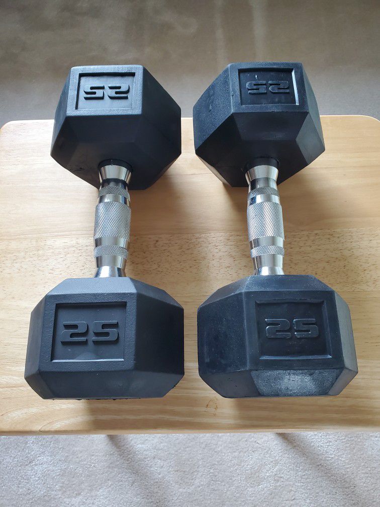 Two CAP 25lb Dumbbells Weights Like New