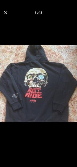 RARE Thrasher x Diamond Supply Co Halloween Hell Ride Skull Hoodie Black Size L
