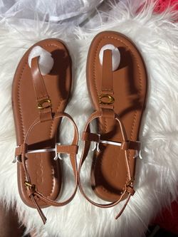 Coach Leather T-Strap Sandals