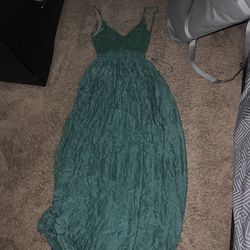 Dress Green Crochet top with frayed Hem Thumbnail