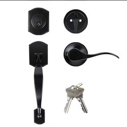 Front Door Handleset with Door Knob - Single Cylinder - Interior Front Door Lock Set