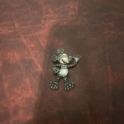 Sterling Silver .925 Marcasite  Early Mickey Mouse Necklace Pendant Rare