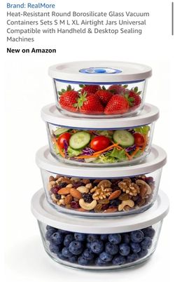 REALMORE 4 pk resistant round BOROSILICATE glass, vacuum container containers