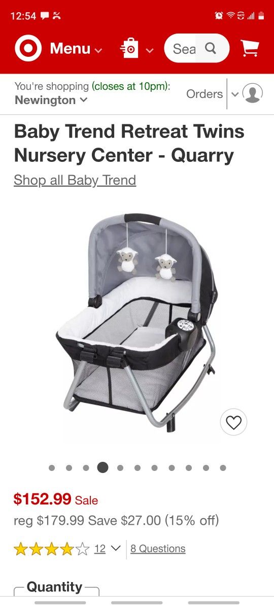 Baby Trend Retreat Twins Nursery Center - Quarry