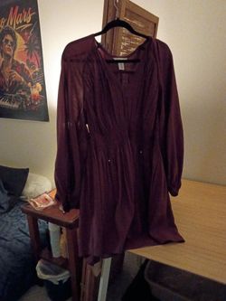 Burgundy Long Sleeve Mini Dress