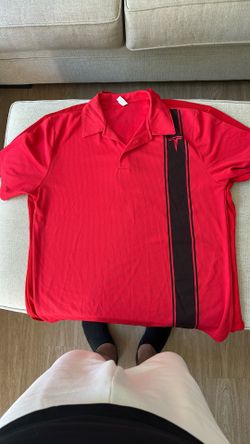 Red Tesla Polo With Custom Number Added