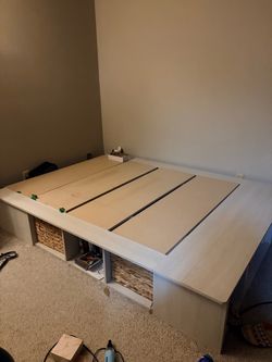 Platform Bed Frame with Storage Cubbies