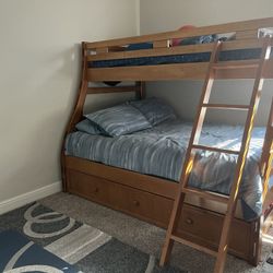 Full/twin Bunk Bed With Twin Storage Trundle 