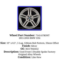 2011-2016 BMW 535I 19" Front wheels pair of 2