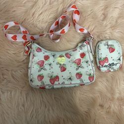 Luv Betsey Strawberry And Butterfly Purse With Coin Bag