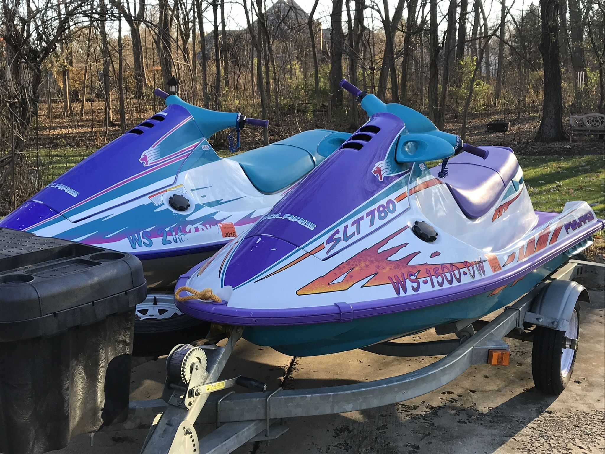 1996 Polaris SLT 780 & Polaris SLT 700 Jet Skis & 1996 Karavan Trailer