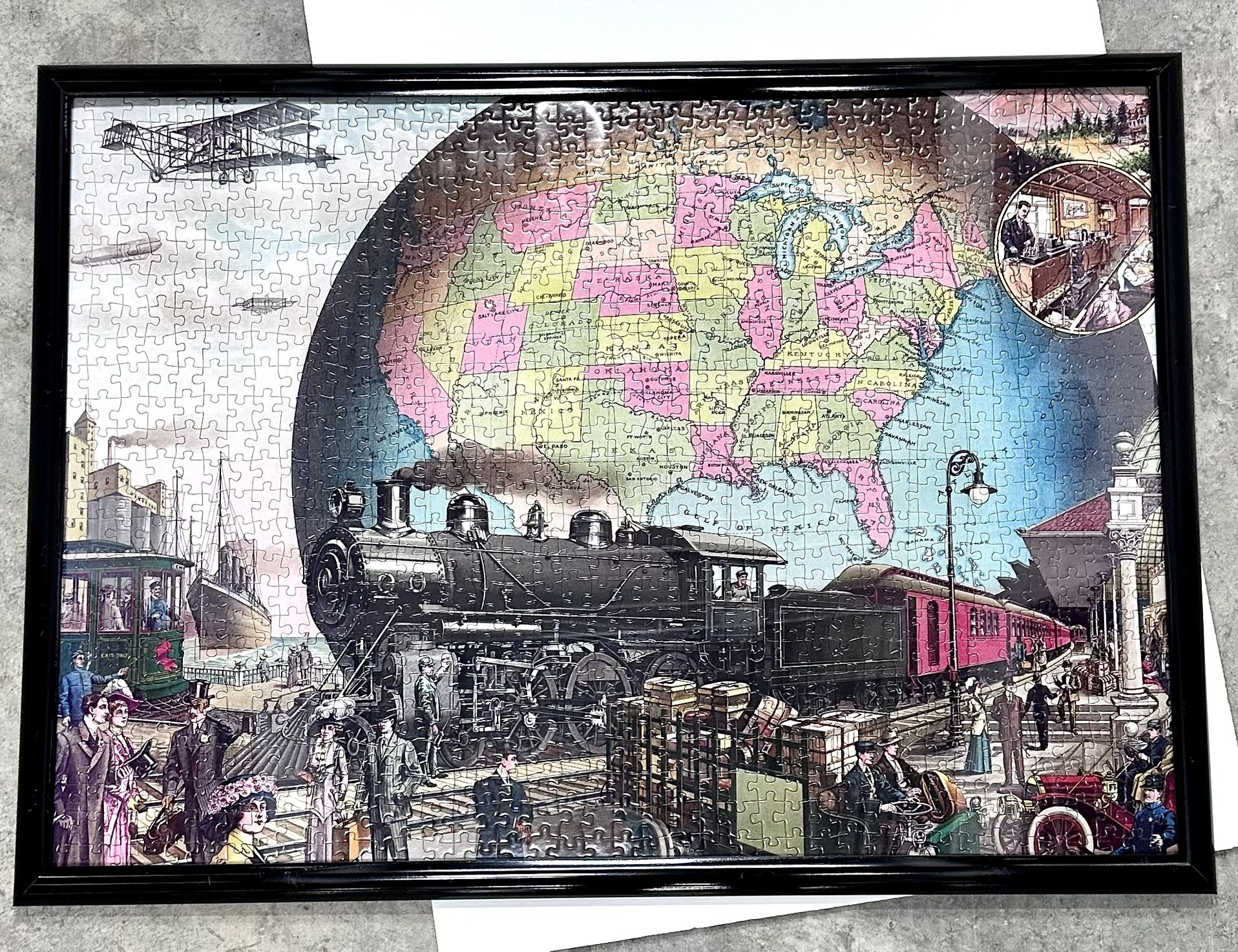 Trains Across America Framed - 21x29”