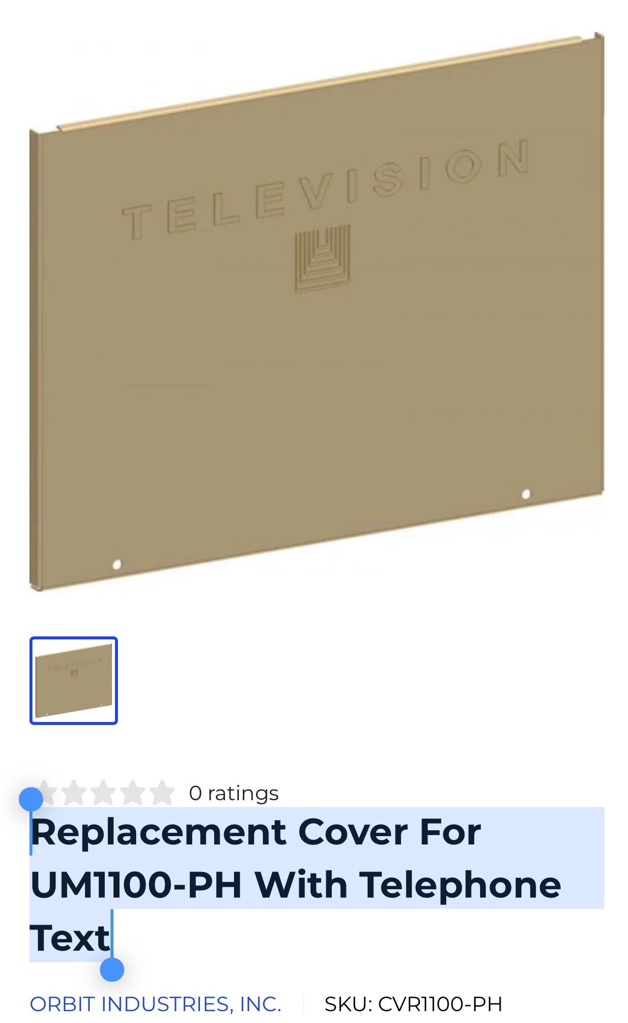 Replacement Cover For UM1100-PH With Telephone Text