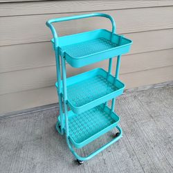 NEW Lightweight Storage Rolling Utility Organizer Cart Mint Blue