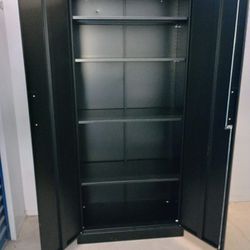 Metal Storage Cabinet Missing Key With 4 Adjustable Shelves 