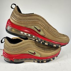 Nike Air Max 97 Gold Red Sneakers Women’s Size 7.5 Metallic Running ShoesNike Ai