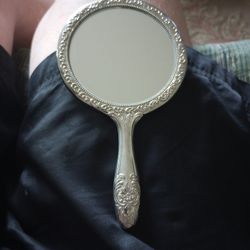 Heavy 6 1/4"Hand Held Silver Mirror!!OBO!!