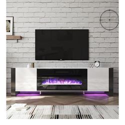 NEW 80" Fireplace TV Stand with 40" Electric Fireplace. $490.