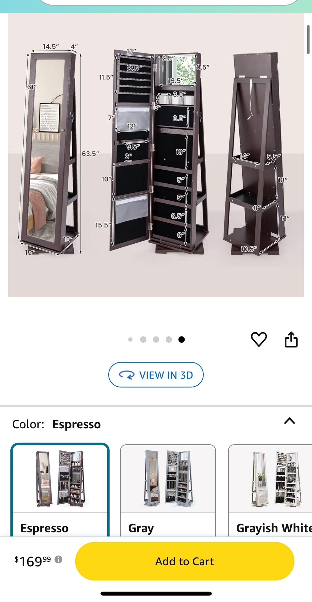 Brown Rotating Mirror With Storage.