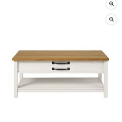 Better Homes & Gardens Modern Farmhouse Coffee Table, Alabaster and Light Honey Finish