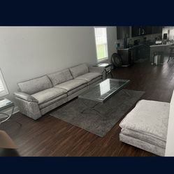 Heather Grey Sofa With Ottoman