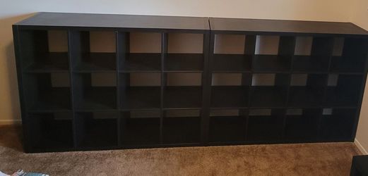 Used Two Black Ikea Kallax Shelf Unit