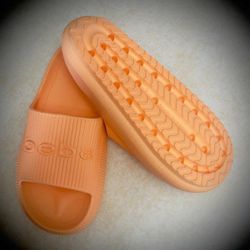 NEW, BEBE Light Orange Slide Sandals. Size: 7. Comfortable And Trendy. 