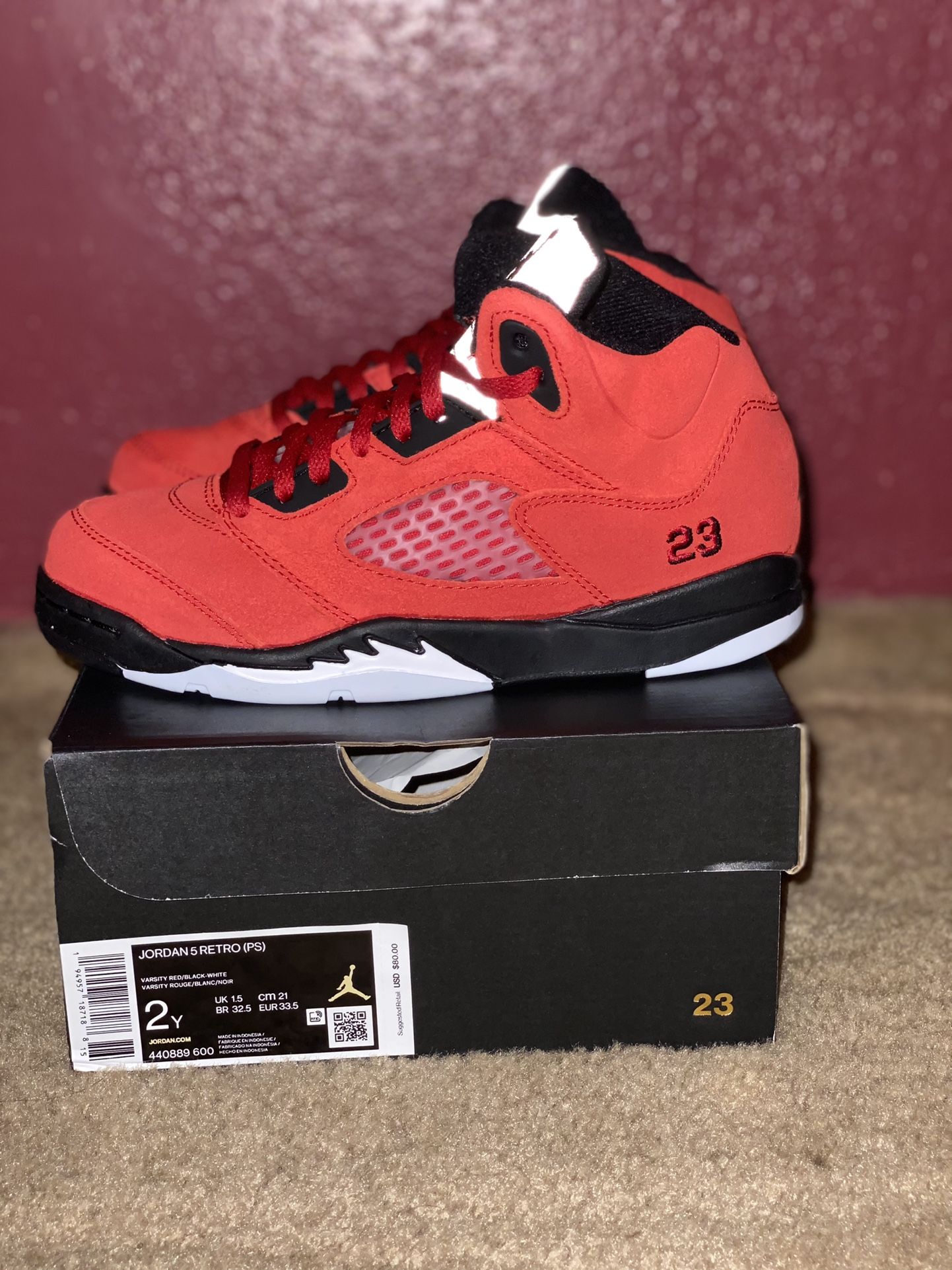 Jordan 5 Retro ( Raging Bulls ) Size:2y