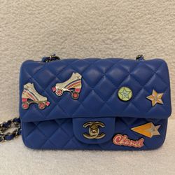 Chanel 2024 Blue CF Lambskin Rectangular Mini Classic Flap Bag