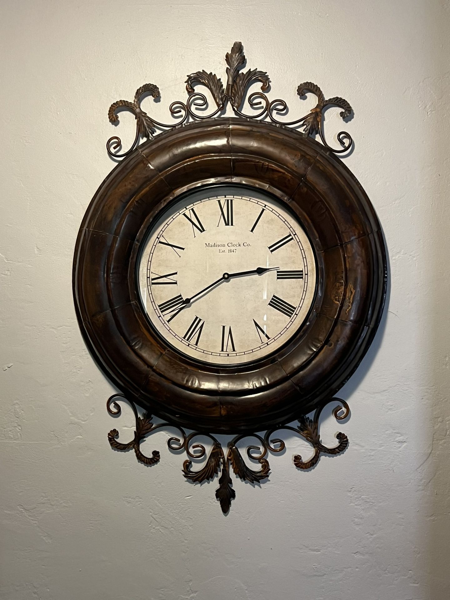 Madison Clock Co Large Wall Metal Clock