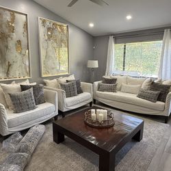 Value $6,000!! $1,650 OBO!! Bernhardt Ivory slipcover Sofa & 2 Chairs! 