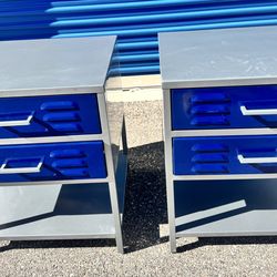 LOCKER METAL INDUSTRIAL NIGHTSTANDS SET POTTERY BARN LIKE