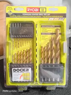 Ryobi 21 pieces titanium coated drill bit set