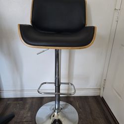 ADJUSTABLE BAR STOOL,BLACK,WALNUT, CHROME 
