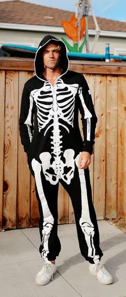 Halloween Skeleton Jumpsuit Male (XL)