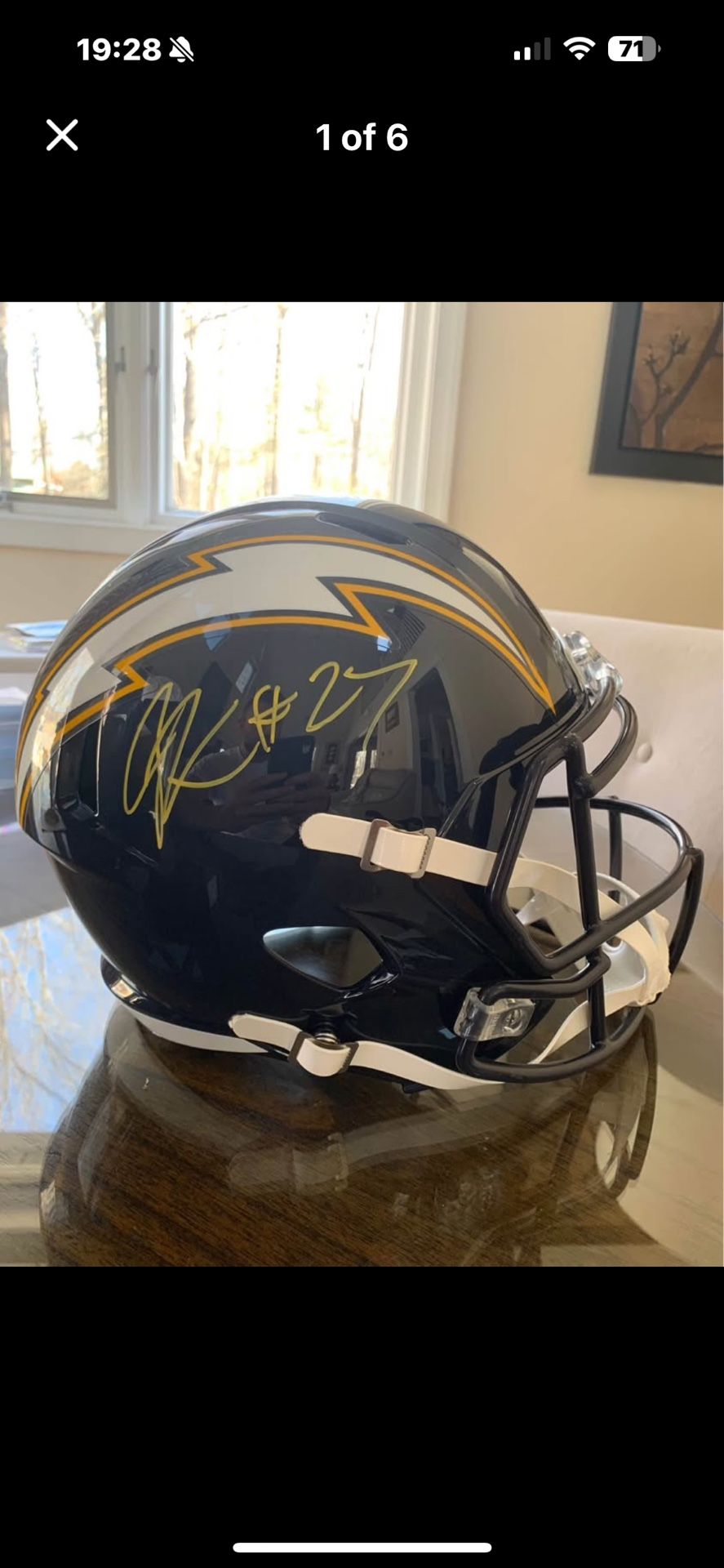 JK Dobbins Signed Chargers Replica Helmet