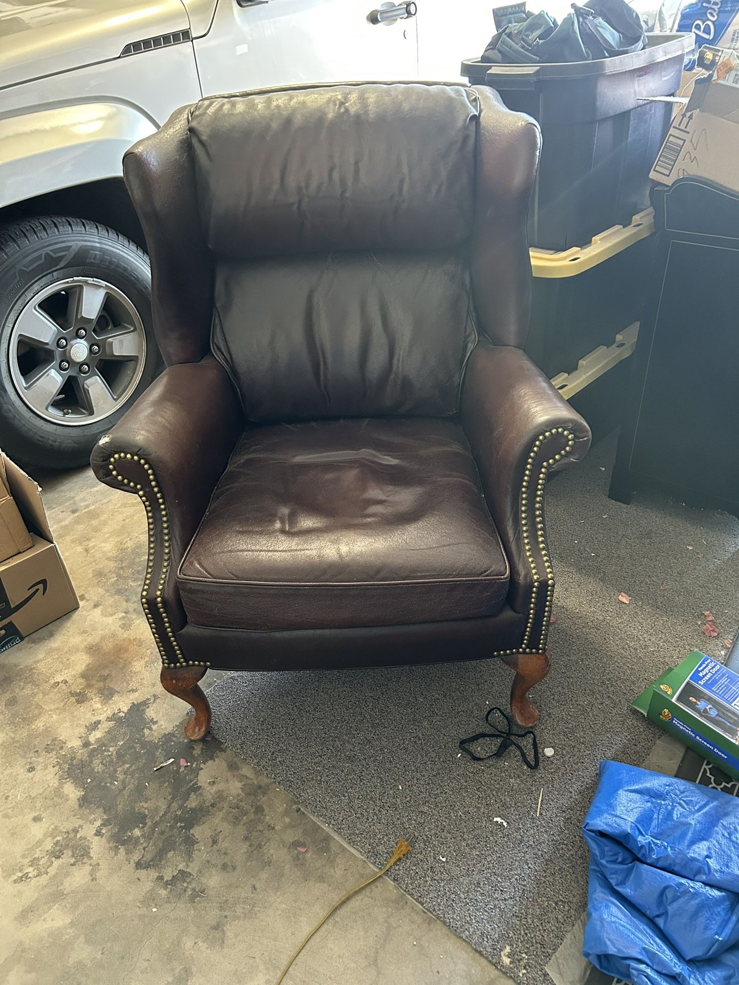 Sam Moore Leather Wingback Chair