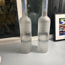 Vintage Empty Belvedere 6 Litre Methuselah Size Vodka Glass Bottles (2)