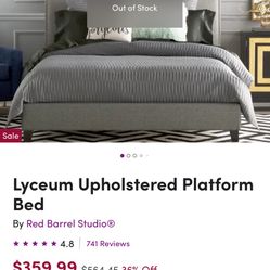 GREY LYCEUM UPHOLSTERED PLATFORM BED