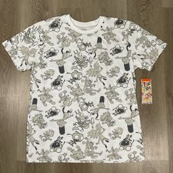 Nickelodeon 90s Nicktoons All Over Print T Shirt Mens L NWT Hey Arnold Rugrats AOP