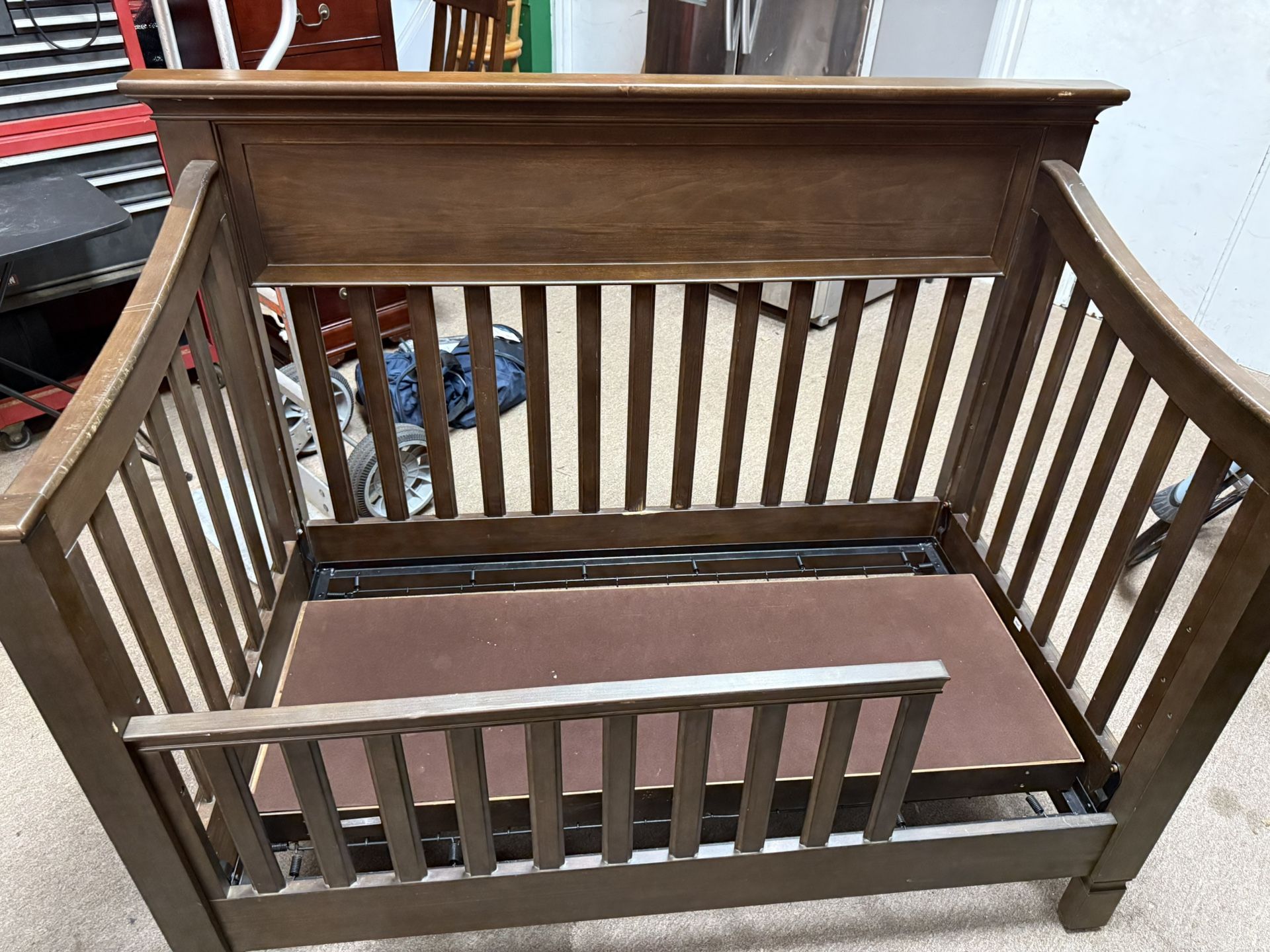Wooden Baby Crib/Toddler Bedframe With Metal Springs