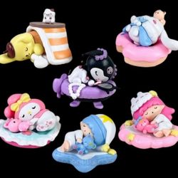 6 Piece Sanrio Hello Kitty Sleepy Friends Set