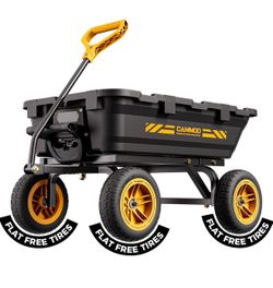10in NO-FLAT TIRES 900lb Heavy-Duty Garden Dump Utility Wagon Cart