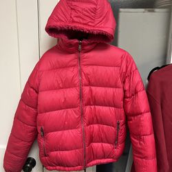 Moncler Pink Fur Reversible Puffer Jacket