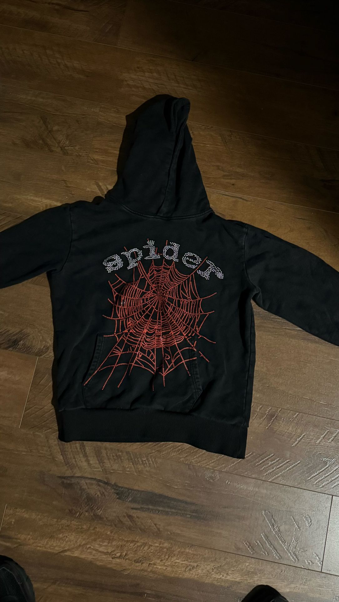 Sp5der OG Rhinestone Hoodie 'Black' Size M