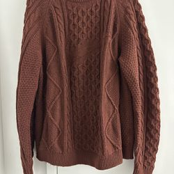 Nike Life Men's Cable Knit Sweater Oxen Brown Size L