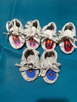 Handmade baby beaded moccasins