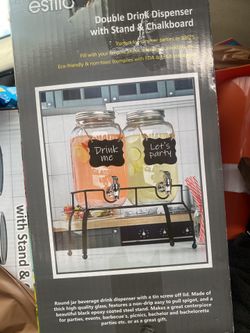 New Estilo Double Drink Dispenser W/ Stand And Chalkboards 